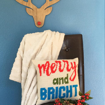 Merry And Bright Pillow or Wall Hanging Banner