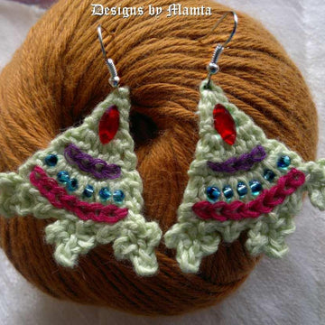 Fern Mountain Crochet Triangle Earrings Pattern Unique Jewelry