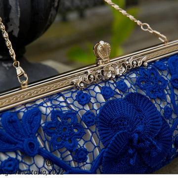 Irish lace blue handbag