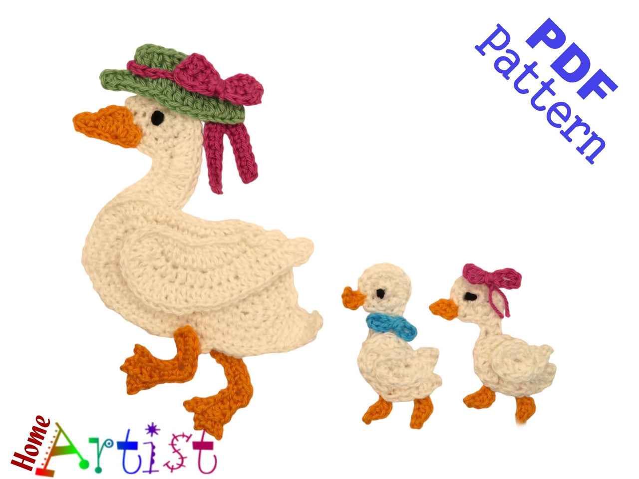 Duck crochet applique pattern