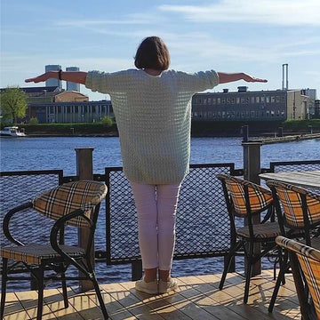 Women Summer Mint-White Sweater