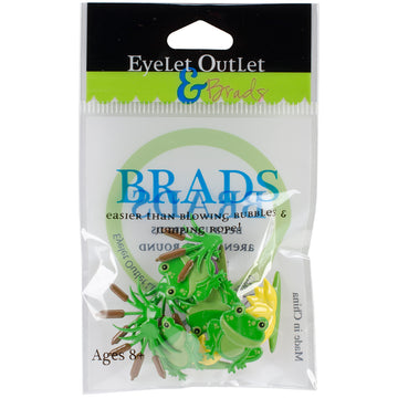 Eyelet Outlet Shape Brads 12/Pkg - Frog Mix