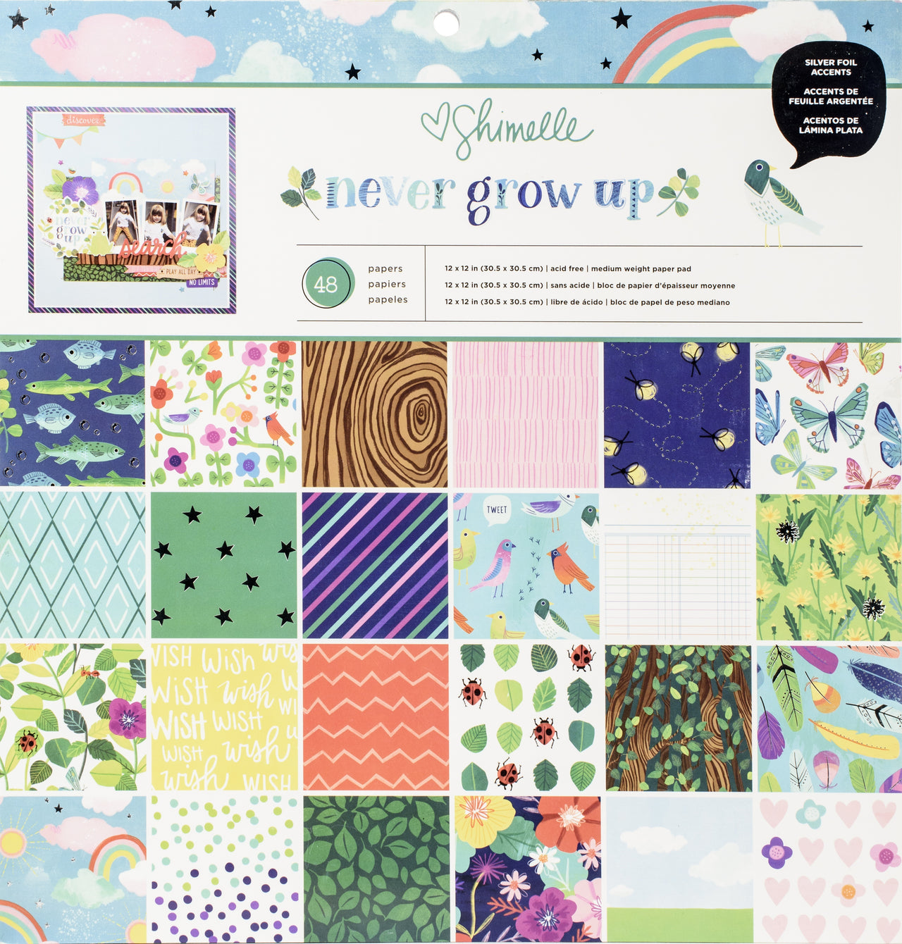 American Crafts Single-Sided Paper Pad 12"X12" 48/Pkg - Shimelle Never Grow Up