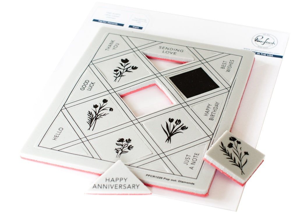 Pinkfresh Studio Cling Rubber Background Stamp Set A2 - Pop-Out Diamonds