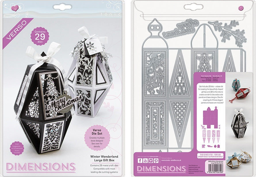 Tonic Studios Verso Dimensions Dies 29/Pkg - Winter Wonderland Large Gift Box Set