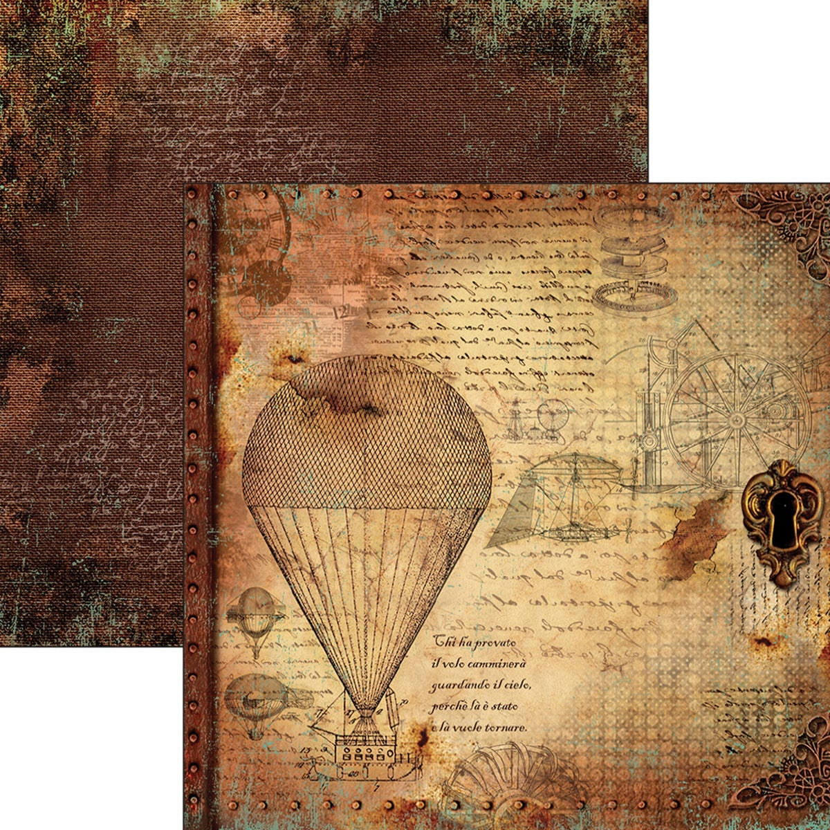 Ciao Bella Double-Sided Cardstock 90lb 12"X11.6" 10/Pkg - Le Macchine Volanti, Codex Leonardo