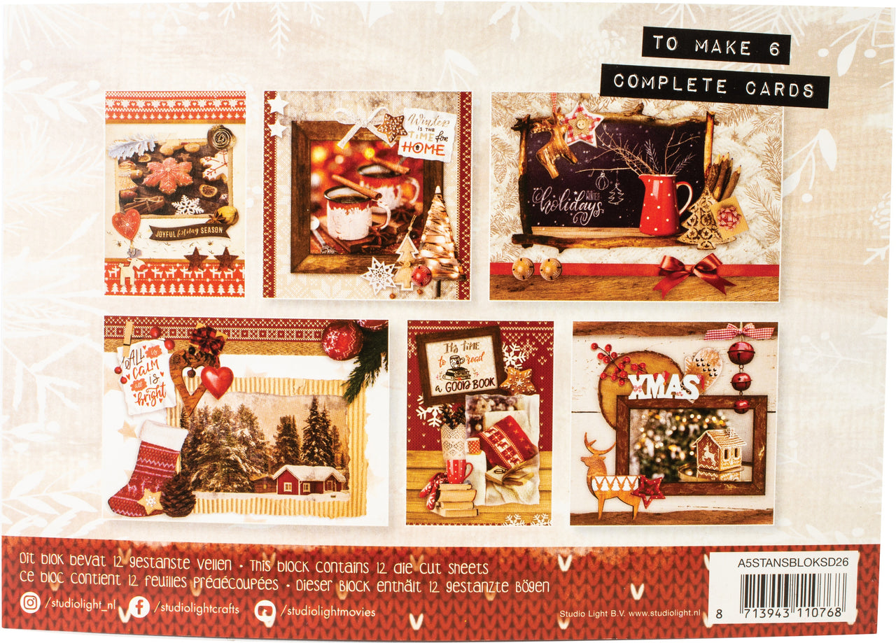 Studio Light Die-Cut Card Toppers A5 12/Pkg - Scandinavian Winter, Makes 6 Cards