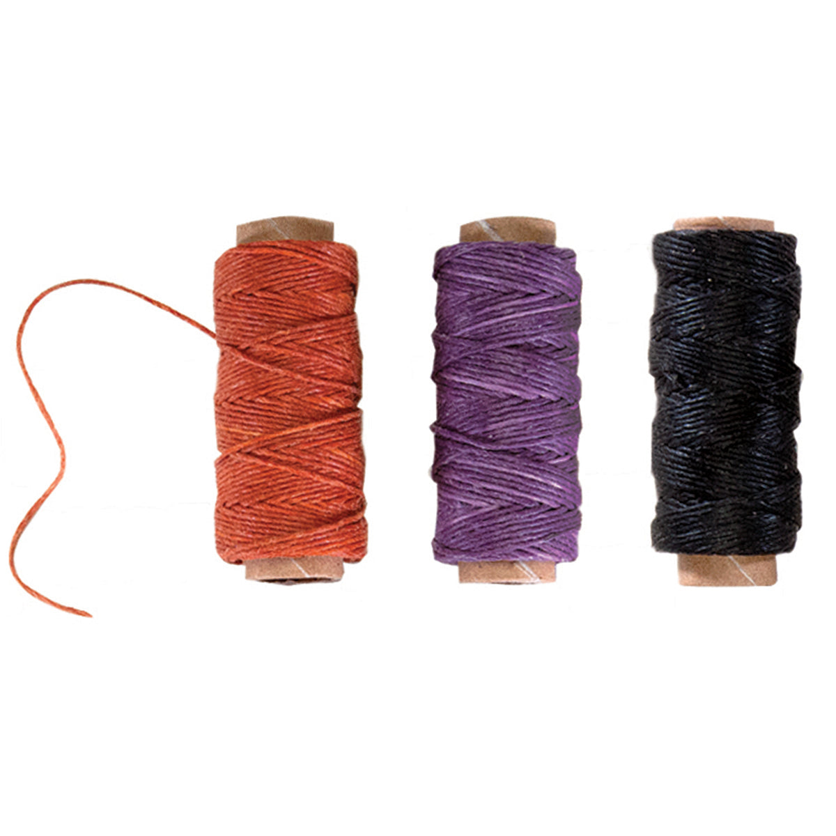 Lineco Waxed Linen 5 Ply Thread 3/Pkg - Lavender, Orange-Gold, Black; 20yd Each