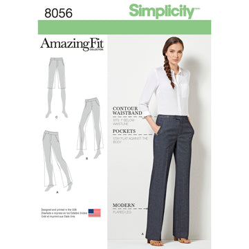 Simplicity Amazing Fit Women's and Plus Size Flared Trousers or Shorts 8056 - Sewing Pattern