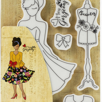 Prima Marketing Julie Nutting Mixed Media Cling Rubber Stamp - Kelly