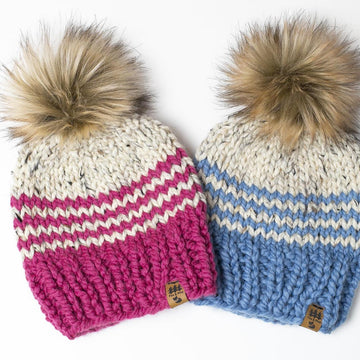 Pinstripe Color Block Chunky Hat Toque Baby Child Women