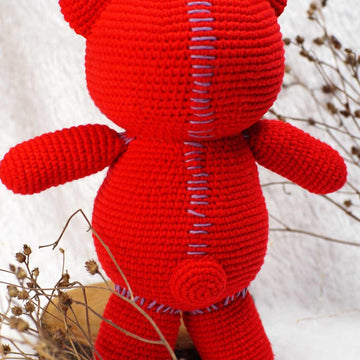 Cocomelon Red Teddy Bear crochet doll amigurumi pattern