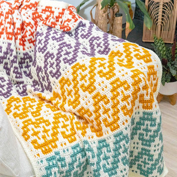 Waves Mosaic Crochet Blanket
