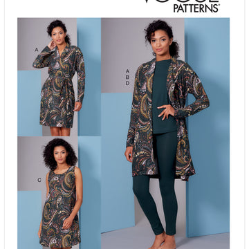 Vogue Misses' and Misses' Petite Wrap Robe, Belt, Top, Dress and Pants V1852 - Sewing Pattern