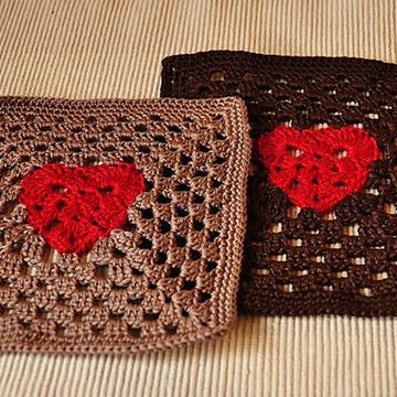 Granny Square Heart Coaster