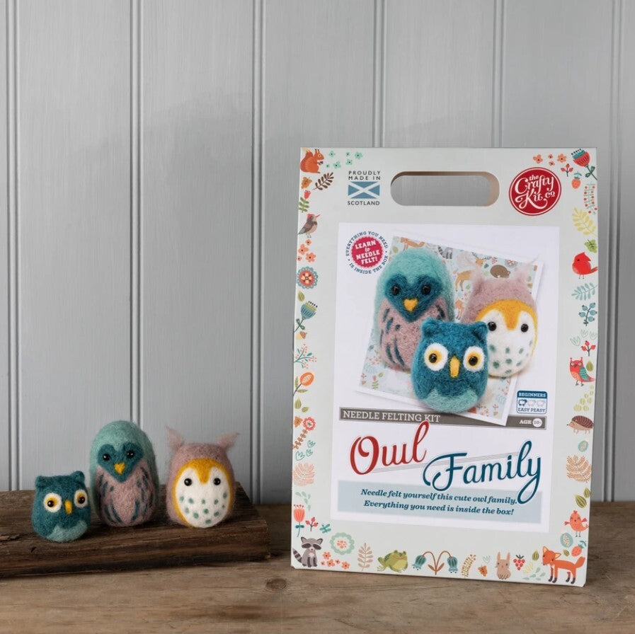 The Crafty Kit Company Owl Family Needle Felting Kit