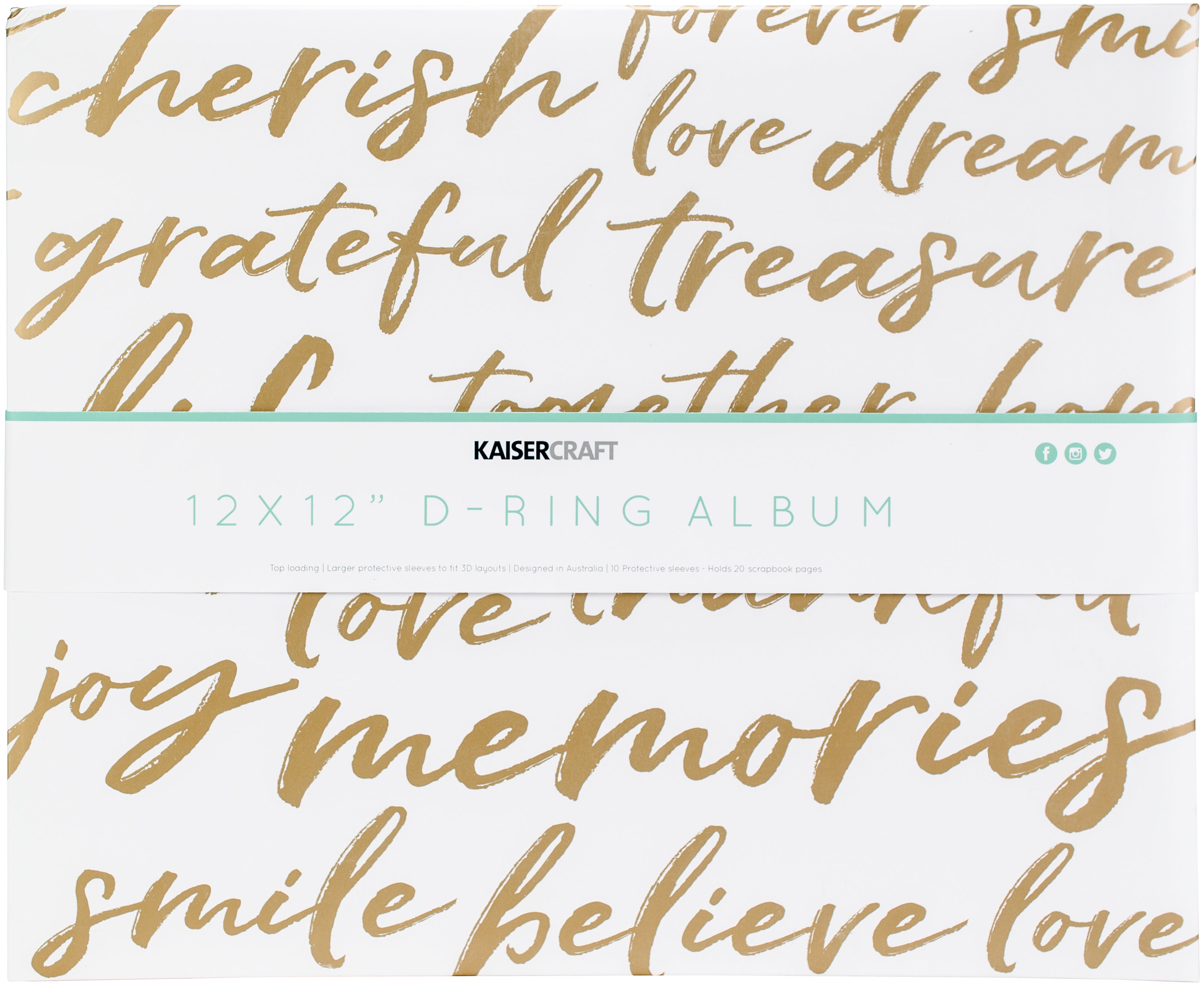 Kaisercraft Metallic D-Ring Album 12"X12" - Words