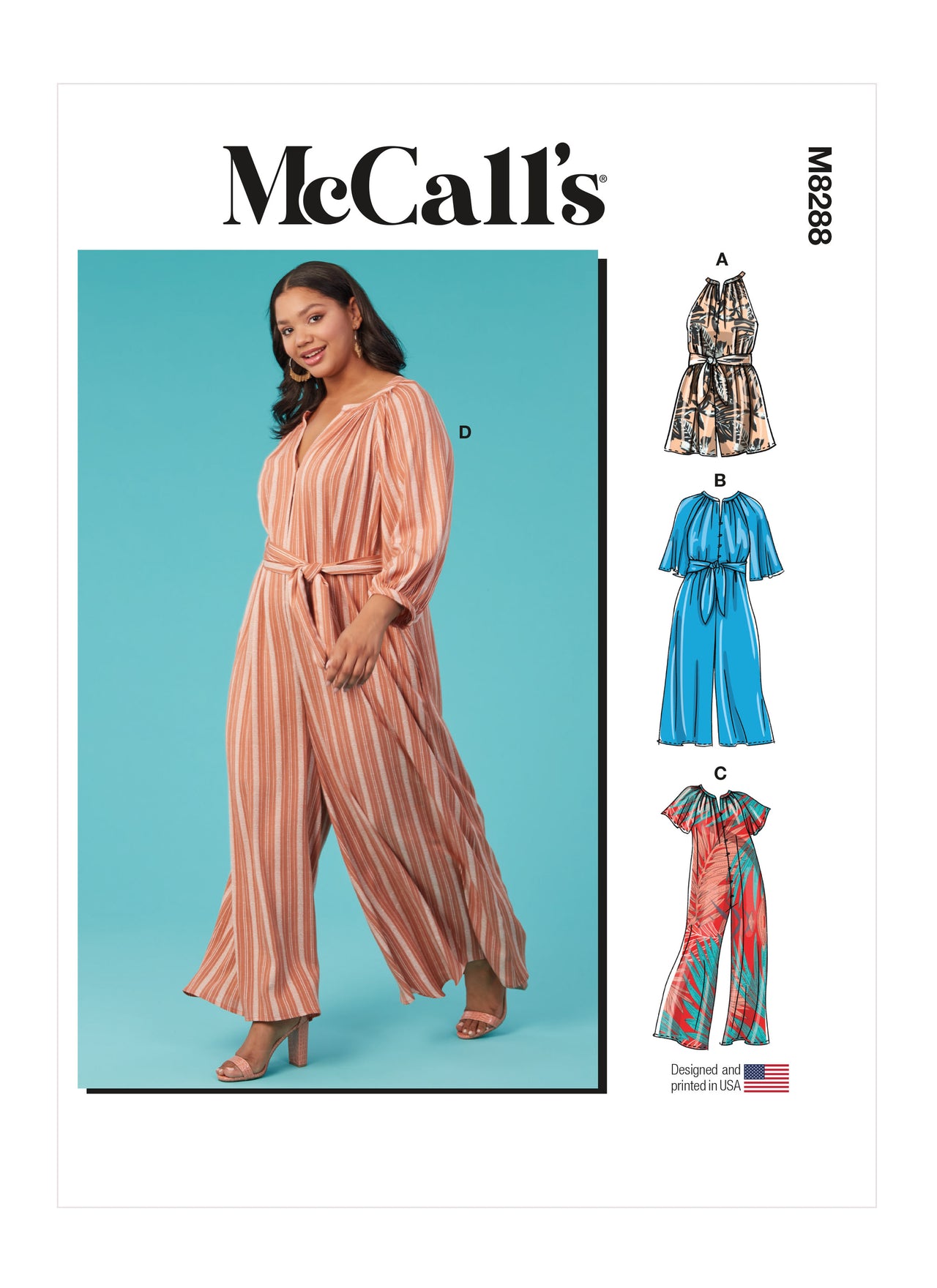 McCall's Misses' and Women's Romper, Jumpsuits and Sash M8288 - Sewing Pattern