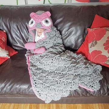 2in1 Woodland Owl Hooded Blanket Crochet Pattern