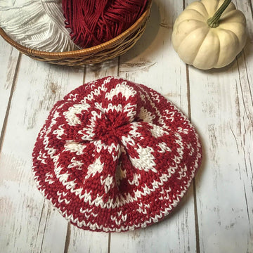 Fair Isle Snowflakes & Hearts Slouchy Beanie