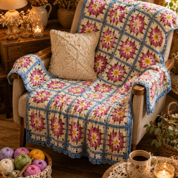 Crochet Square Motif PDF Pattern + Video Tutorial | Granny Square Blanket Block