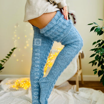 Cable thigh high socks 35"