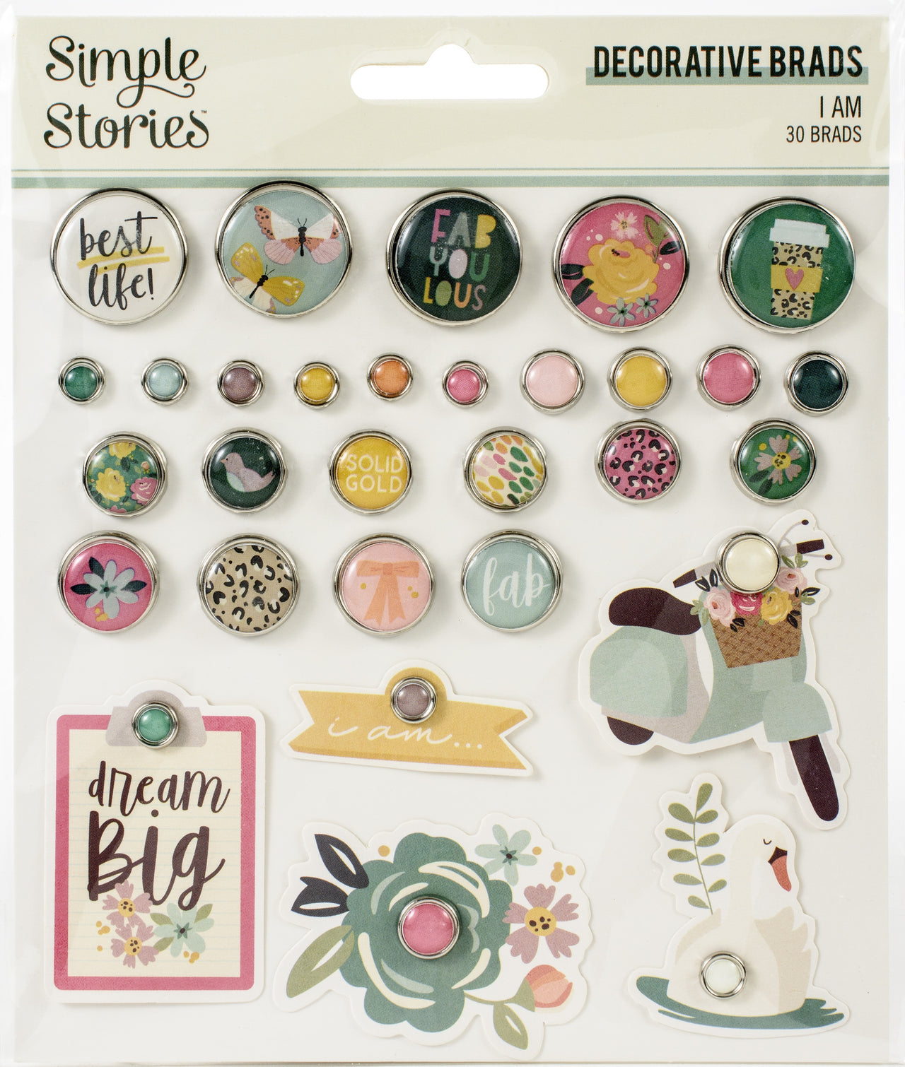 Simple Stories I Am Decorative Brads 30/Pkg - 619730