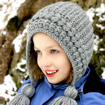 Crochet Bonnet for Adults and Teens. Cable Crochet Hood Hat