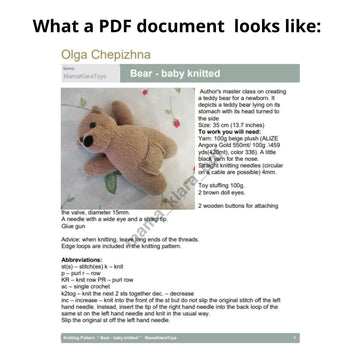 Knitting pattern Cute bear for newborn in vintage style, DIY soft toy