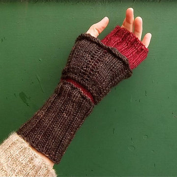 Double layered fingerless mitts