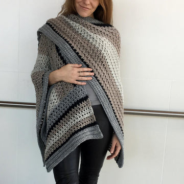 Crochet Wrap Pattern: Striking Striped Ruana