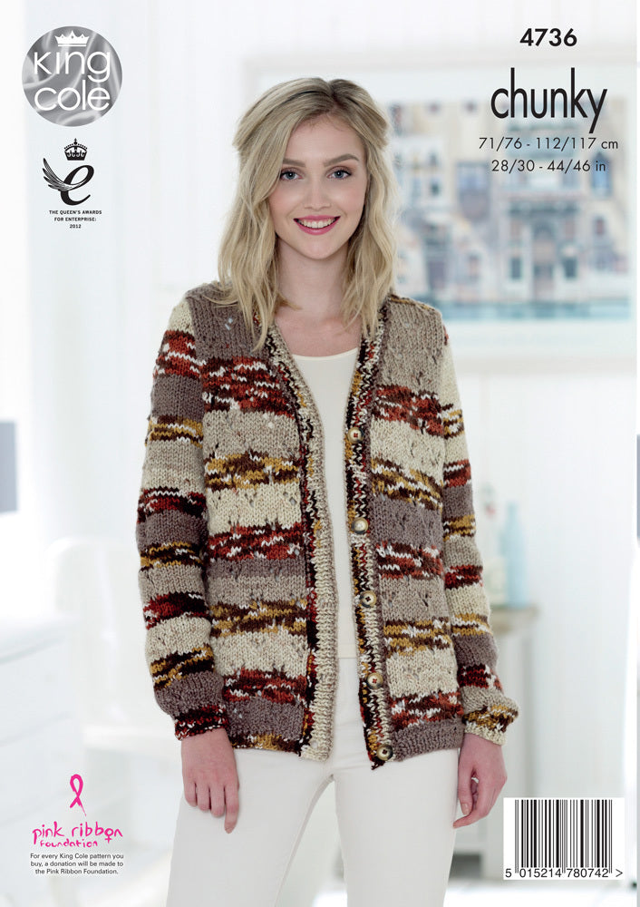 Cardigans in King Cole Big Value Multi Chunky - 4736 - Leaflet