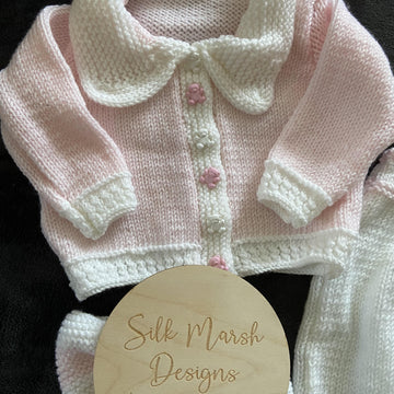 Hermione Baby Set Knitting Pattern premature-12 months approx