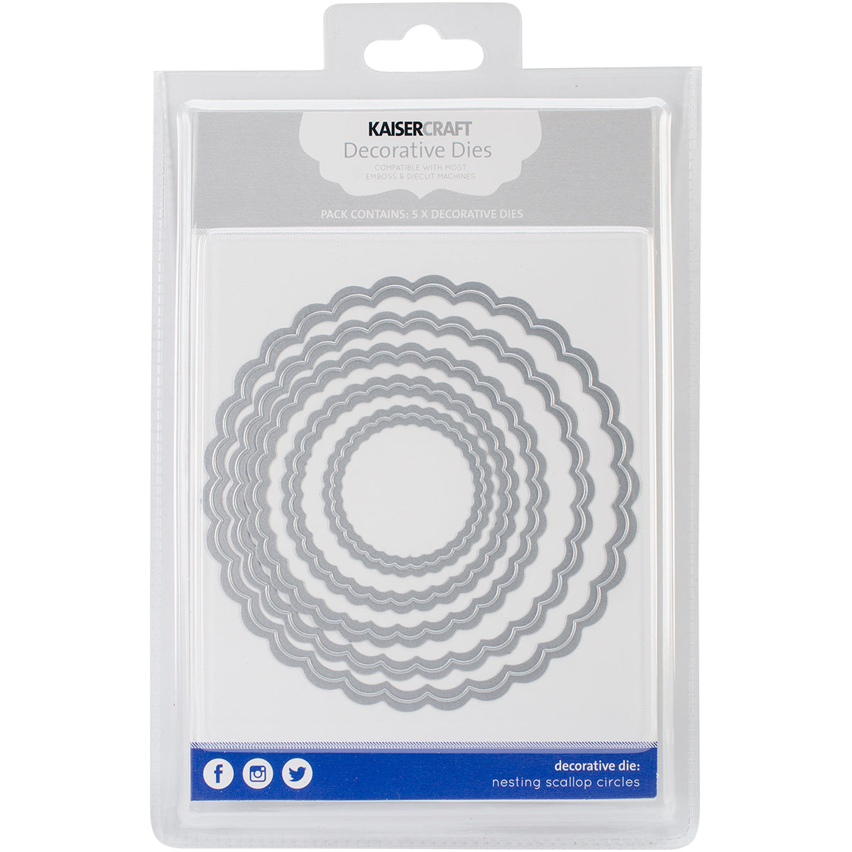 Kaisercraft Nesting Dies 5/Pkg - Scallop Circles 1.75" To 4.75"