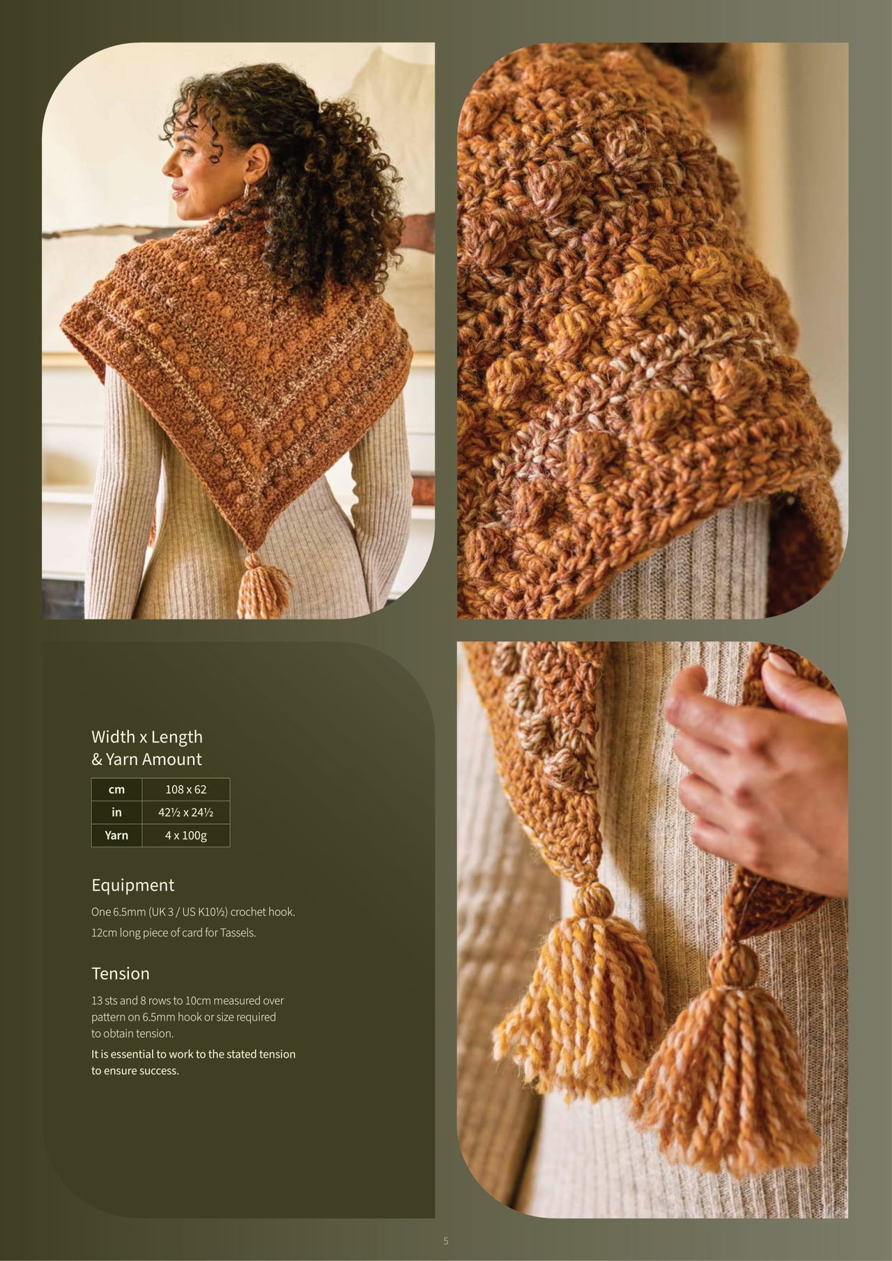 Cielo Crochet Bobble Shawl by Cassie Ward in Retreat Twist Chunky - Downloadable PDF