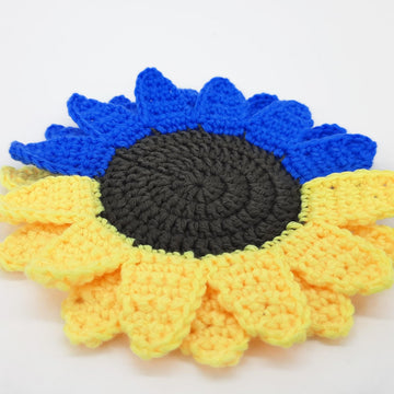 Sunflower coasters in the colors of the Ukrainian flag