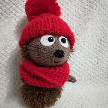 Knit Hedgehog in a red hat