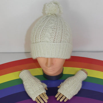 Toddler Child Aran Cable Beanie and Gloves