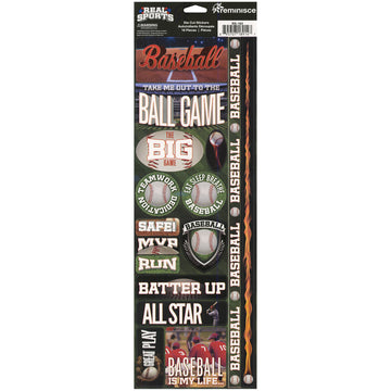Reminisce Real Sports Cardstock Stickers 4.25"X13" - Baseball Combo