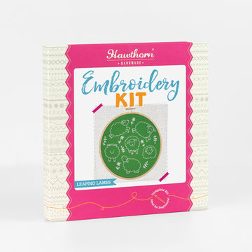Hawthorn Handmade Leaping Lambs Printed Embroidery Kit