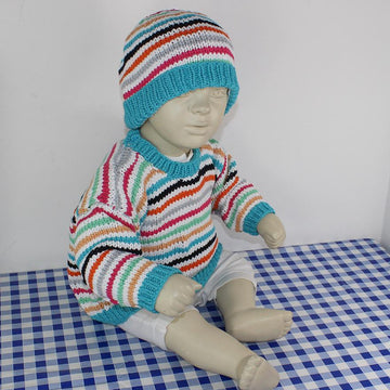Baby Summer Stripe Sweater and Beanie