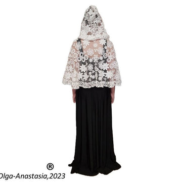 Crochet Christmas lace cape for Church