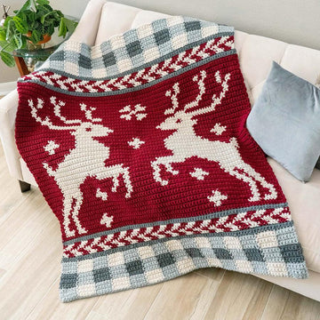 Prancing Deer Crochet Blanket