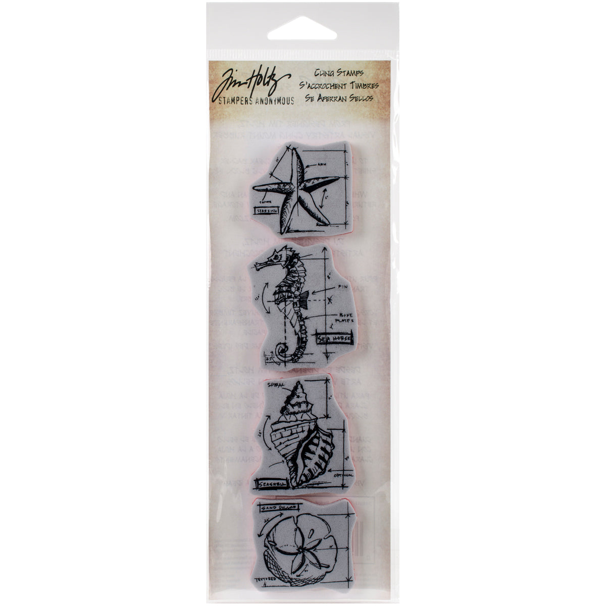 Stampers Anonymous Tim Holtz Mini Blueprints Strip Cling Stamps 3"X10" - Nautical