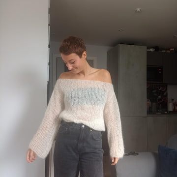 Off the shoulder mohair sweater