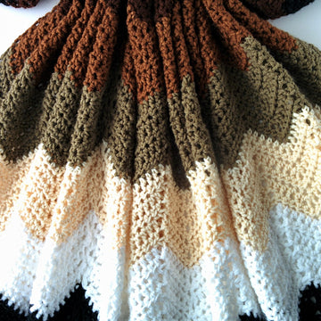 Mocha Ripple Chevron Throw