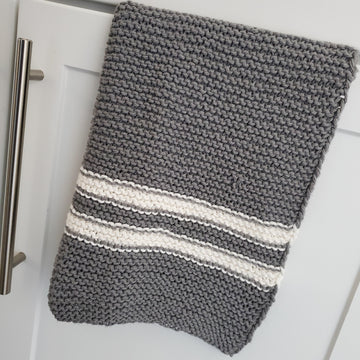 Striped Dish Towel with slipped stitch Edge