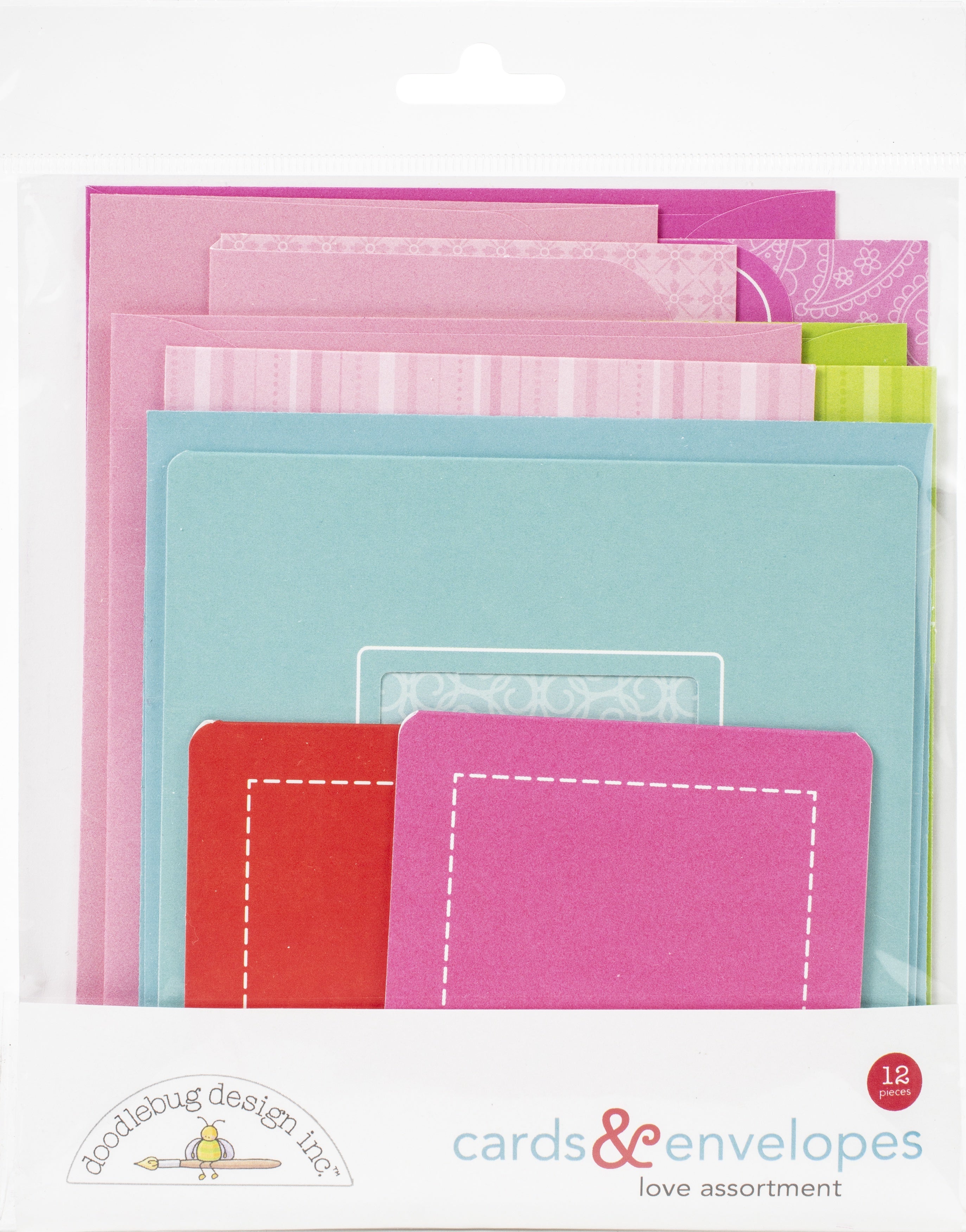 Doodlebug Cards & Envelopes 12/Pkg - Love Notes, 6 Cards/6 Envelopes