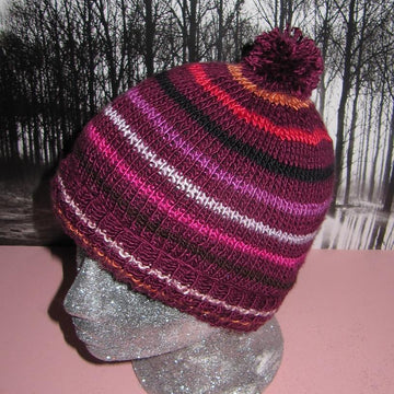 Small Stripe Bobble Beanie Hat