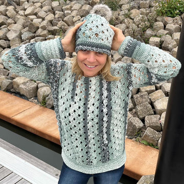 Sage Symphony Sweater (plus matching hat)